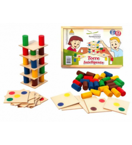 Torre inteligente 63 peças color mdf Fundamental Brinquedo 