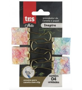 Prendedor de papel 25mm cores com 04 unidade holic Tilibra