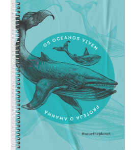 Caderno espira capa dura 1/4 96 folhas save the planet 3B