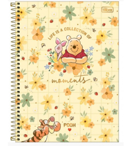 Caderno espiral capa dura 12 matérias 192 folhas pooh universitário Tilibra