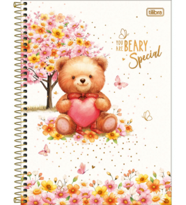 Caderno espiral capa dura 10 matérias 160 folhas love bears universitário Tilibra