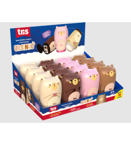 Apontador com borracha 2 furos ursinho Tris