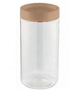 Pote redondo plástico transparente conecta com tampa capuccino 900ml Uz