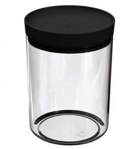 Pote redondo plástico transparente com tampa preto 1.4l Uz
