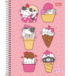 Caderno espiral capa dura 12 matérias 192 folhas spice feminino universitário Tilibra