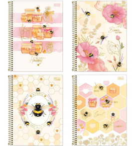 Caderno espiral capa dura 10 matérias 160 folhas honey bee universitário Tilibra