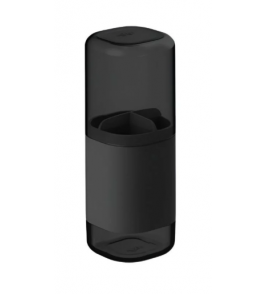 Porta escova com tampa divisória dual transparente preto Ou