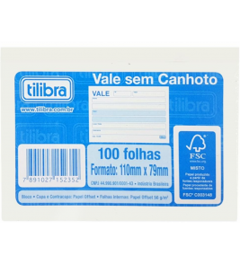 Vale sem canhoto 15235-8 com 100 folhas 110x79mm Tilibra