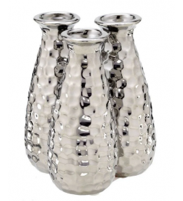 Vaso decorativo de cerâmica 3 em 1 prata 13cm Mabruk