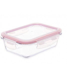 Pote retangular hermético 640ml com tampa vermelha 36x63m Invicta