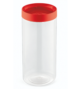 Pote redondo plástico transparente conecta com tampa vermelha 1.2l Uz