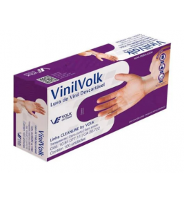 Luva descartável tamanho g com 100 vinil com amido Volk