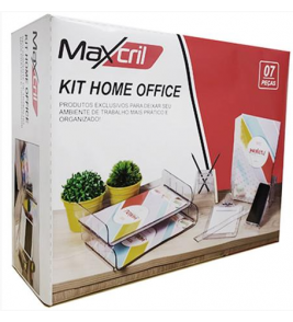 Organizador kit home office com 7 peças cristal Maxcril/Waleu
