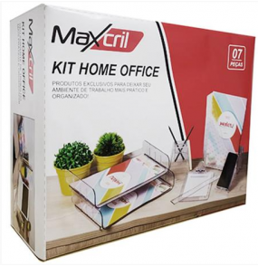 Organizador kit home office com 7 peças cristal Maxcril/Waleu