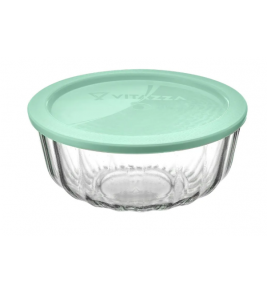 Pote redondo vidro oceani 2.4l com tampa plástica verde Vitazza
