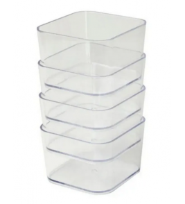 Porta objeto quadrado kit com 4 cristal Dello