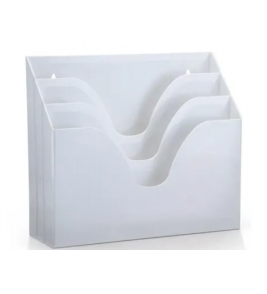 Organizador de papeis/ revistas com 3 divisórias vertical branco office Waleu