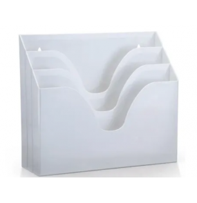 Organizador de papeis/ revistas com 3 divisórias vertical branco office Waleu