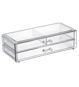 Organizador para maquiagem2 gavetas cristal 24x11.5x6.1cm Arthi