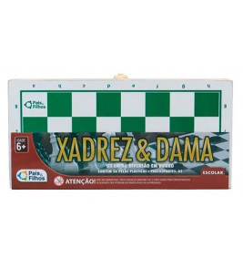 Jogo 2x1 xadrez/dama 56 peças com estojo mdf Pais e Filhos