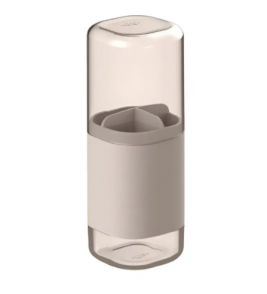 Porta escova com tampa divisória dual transparente bege Ou
