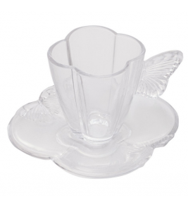 Conjunto 04 xícaras chá com pires vidro butterfly 180ml Wolff