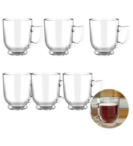 Conjunto 06 canecas vidro transparente orlando 90ml City Glass