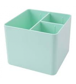 Porta objeto quadrado com 3 divisórias verde pastel Dello
