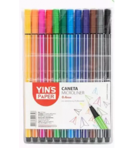  Caneta hidrográfica fineliner com 12 cores 0.4mm Yins Paper