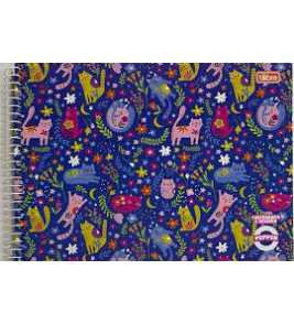 Caderno espiral capa dura de desenho 80 folhas mm pepper feminino Tilibra