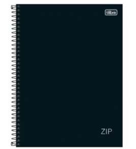 Caderno espiral capa dura 16 matérias 256 folhas zip preto universitário Tilibra