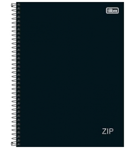 Caderno espiral capa dura 20 matérias 320 folhas zip preto Tilibra