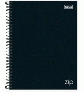 Caderno espiral capa dura 10 matérias 160 folhas zip preto colegial Tilibra 