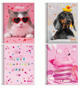 Caderno espiral capa dura 1/4 200 folhas zoom+ feminino