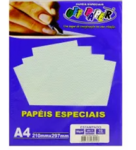Papel a4 estampado azul poá branco 180g 10 folhas Off Paper