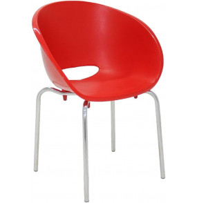 Poltrona fixa plástica com estrutura cromada elena vermelha Tramontina