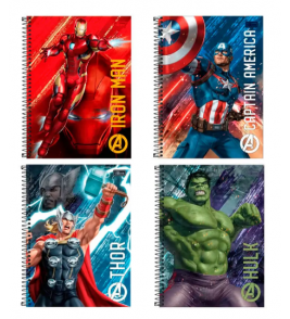 Caderno espiral capa dura 10 matérias 160 folhas avengers asb universitário Tilibra