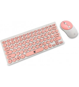 Kit mouse e teclado sem fio Freestyle V2 Branco/Rosa Maxprint 