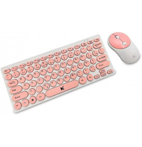 Kit mouse e teclado sem fio Freestyle V2 Branco/Rosa Maxprint 