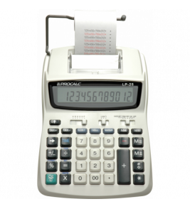 Calculadora de mesa com impressão 2,4 linhas por seg. 12 dígitos pilha ou energia bivolt bege LP25 Procalc