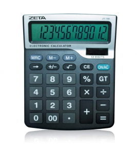 Calculadora de mesa 12 dígitos grandes solar e bateria cinza/preto ZT745 Zeta