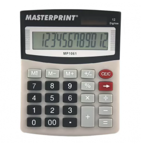 Calculadora de mesa 12 dígitos solar e bateria cinza/preto MP1061 Masterprint