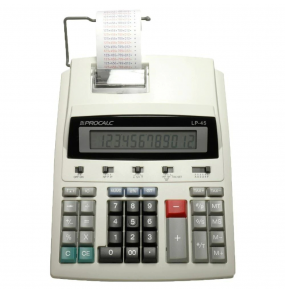 Calculadora de mesa com impressão 2,7 linhas por seg. 12 dígitos LCD visor extra grande bivolt bege LP45 Procalc
