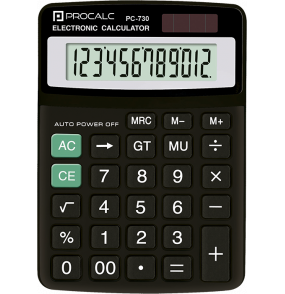 Calculadora de mesa 12 dígitos solar e bateria PC730 Procalc