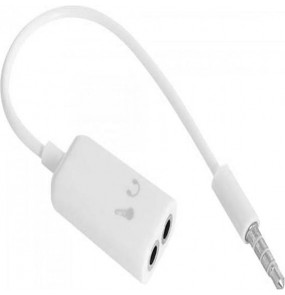 Cabo de áudio P3 macho x 2 P2 fêmea 4 Pólos, 15cm branco Rontek