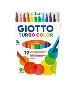Canetinha hidrocor 12 cores turbo color lavável Giotto