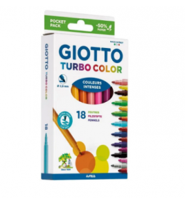 Canetinha hidrocor 18 cores turbo color lavável Giotto