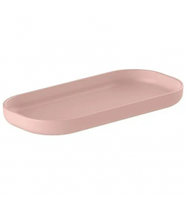 Bandeja plastico oval 8x16,4x1,75 cm rosa OU