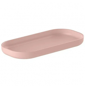 Bandeja plastico oval 8x16,4x1,75 cm rosa OU