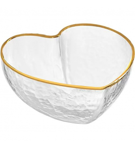 Bowl vidro petisqueira coração fio dourado 9x8x4cm Hauskraft